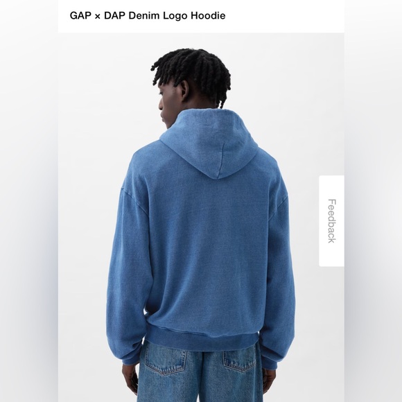 GAP x DAP Light Indigo Denim Logo Hoodie | size Large - Picture 4 of 5